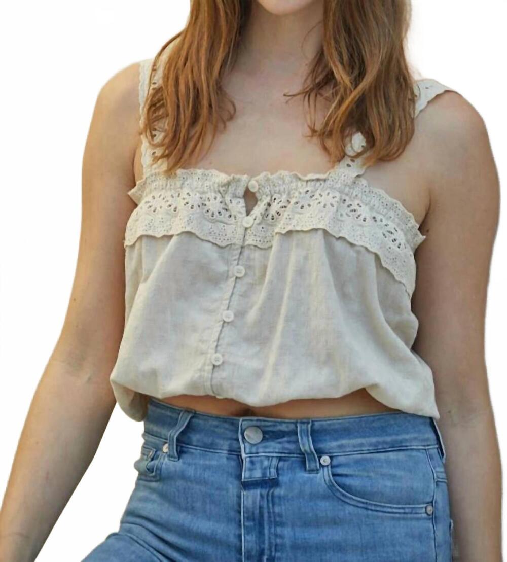 NEW BY TOGETHER amara button down lace tank top in ivory